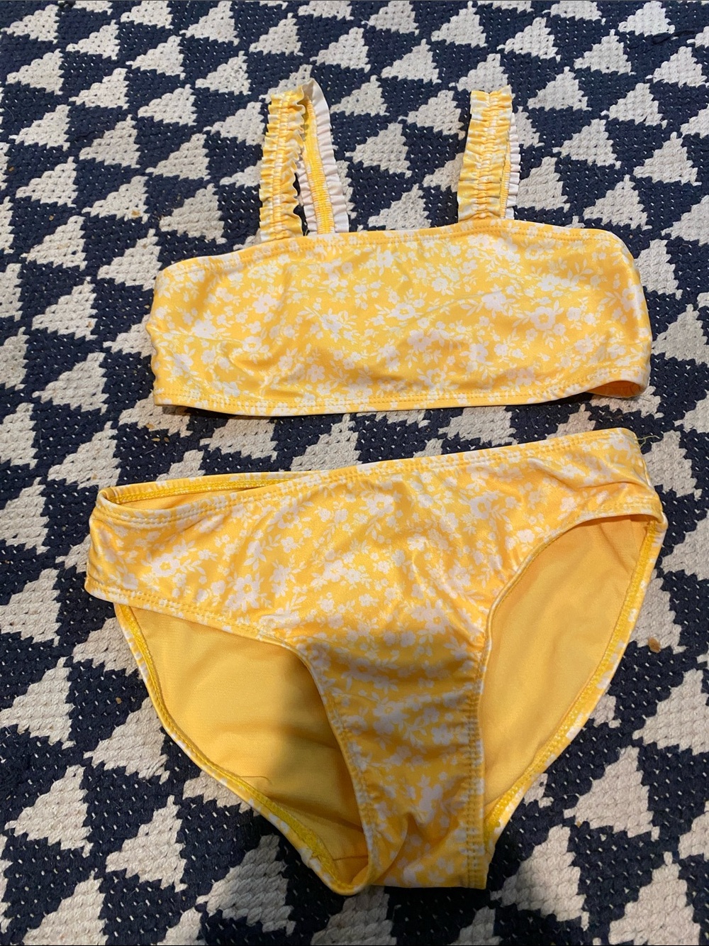 Breaking Waves Yellow Floral Girls Bikini Set NWOT